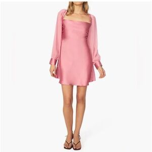 WeWoreWhat Pink Long Sleeve Satin Dress